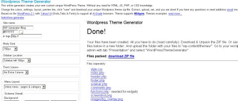 Wordpress Theme Generator